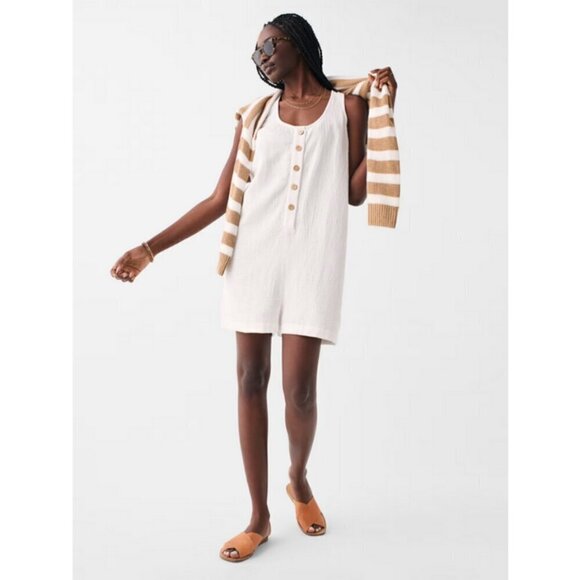 💕FAHERTY💕 Dream Cotton Gauze Jamesport Romper ~ White Medium M NWT - Picture 1 of 16